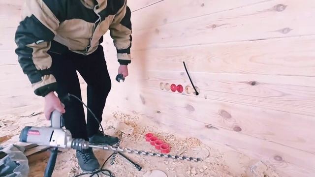 Как сделать скрытую проводку в профилированном  брусе