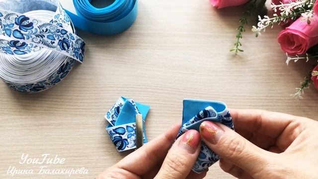 DIY Самая ПОПУЛЯРНАЯ Модель /Бантики Канзаши ГЖЕЛЬ своими руками МК . смотреть онлайн