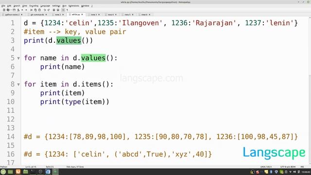 LANGSCAPE PYTHON COURSE -  DAY 19  | DICTIONARY | TUTORIALS IN TAMIL