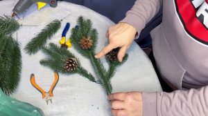 Гирлянда из шишек.Фотозона на новый год.Гирлянда из еловых веток.Украшение комнаты на Новый год