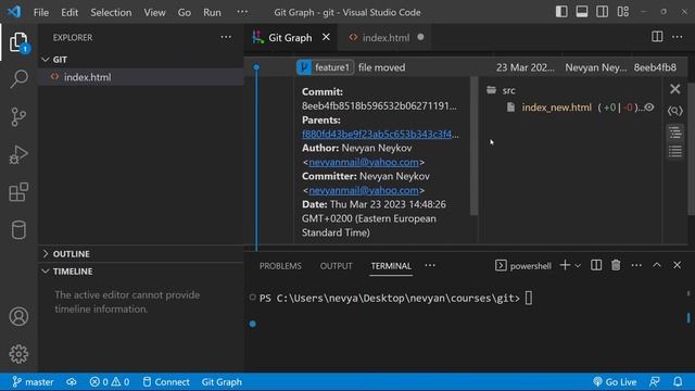 Web development - comparing branches in VSCODE with GitGraph