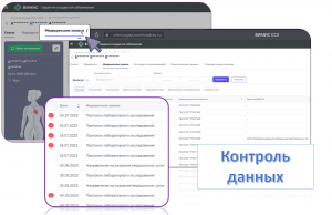 Функционал "Контроль качества данных" в карте пациента ВИМИС "ССЗ"