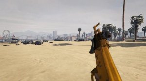 GTA V - Перестрелка с копами на пляже Santa Monica. От 1-го лица