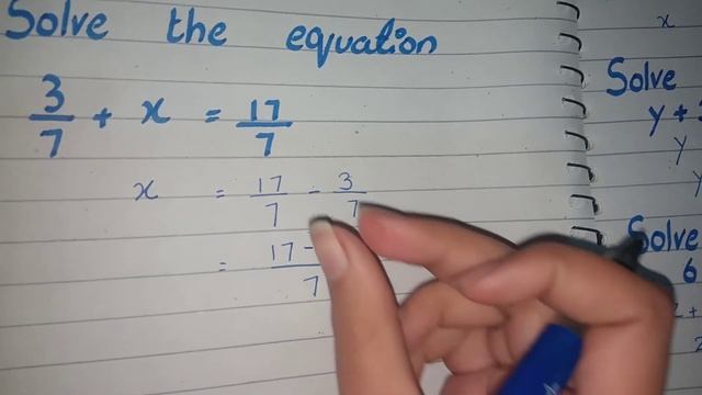 Solve the equation 3/7+x=17/7, 3/7+x=17/7 solve this equation смотреть онлайн