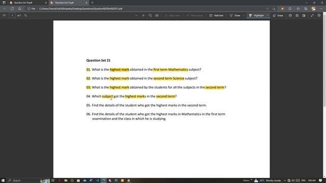 Question Set 21 | Explain how to use SQL Functions and sub query such as maximum and minimum values