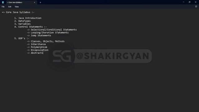 Master Core Java Programming: A Comprehensive Syllabus Guide | Day 1 | Shakir Gyan