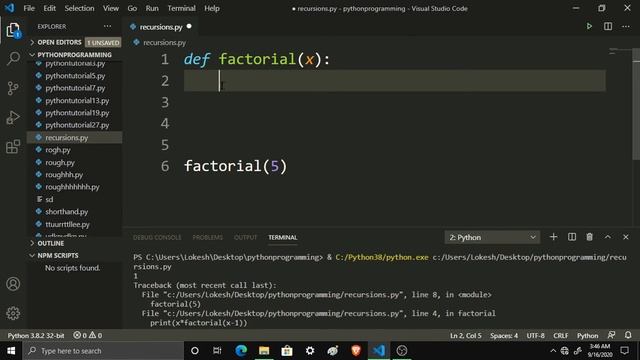 #35 Factorial using Recursions in Python || Python Tutorials in Tamil|| #CodingAnna