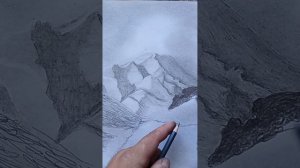 процесс рисования карандашом "Горы"...