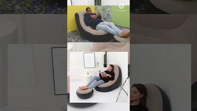 Надувное садовое кресло с пуфиком Air Sofa Comfort zd-33223, велюр, 76*130 см купить на torg24