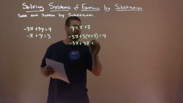 Solve -3x+3y=4 and -x+y=3 by Substitution смотреть онлайн