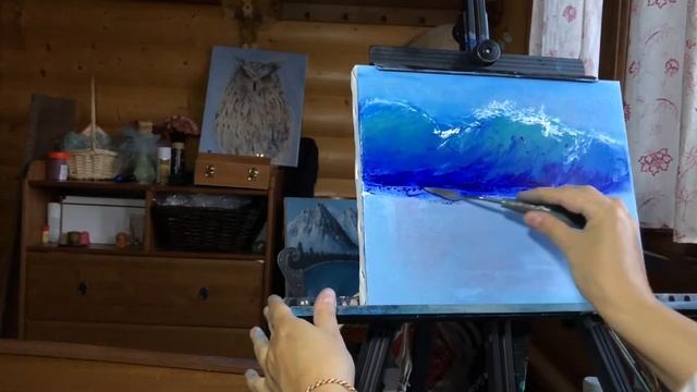 Как просто написать прозрачную волну мастихином/ #маслянаяживопись #art #easyart
