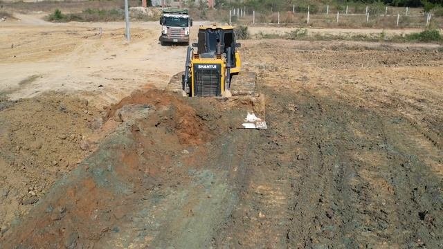 The Best  Bulldozer SHANTUI Forestree And Clearing Land With DumpTruck SCANIA Pushing Dirt