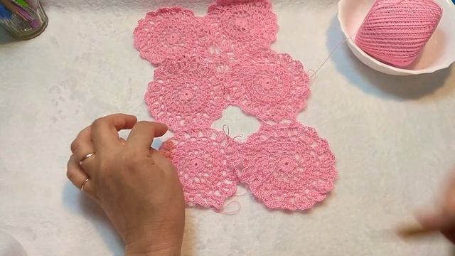 Красивый мотив крючком. МК. Соединение мотивов. смотреть онлайн