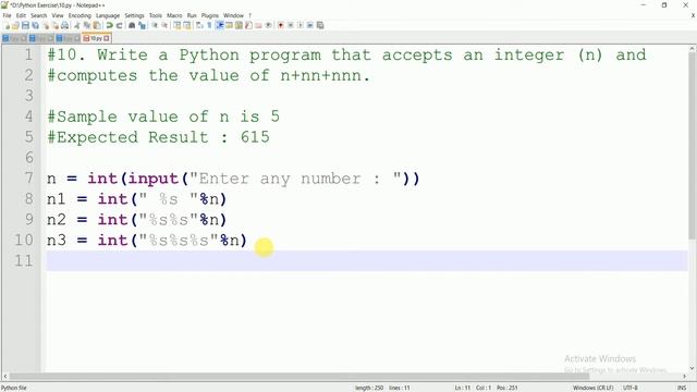 #10 WAP which accepts a Number and compute the value of n+nn+nnn in Python | Python Practice | CwP