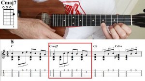 Smile (Charlie Chaplin) Ukulele Chord Melody Tabs on Screen Tutorial