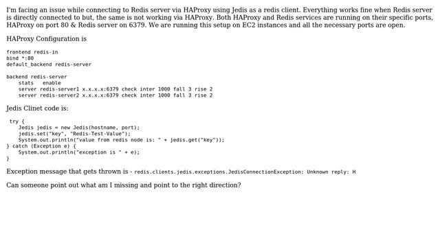 DevOps & SysAdmins: Redis Client not connecting to Redis server via HAProxy смотреть онлайн