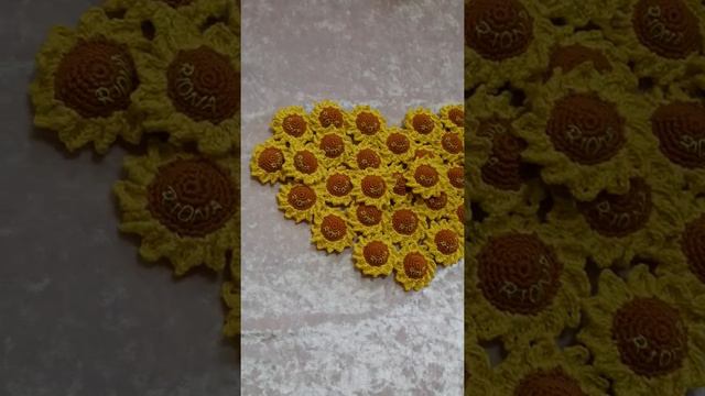 Crochet Mini Sunflowers and Sunflower Ref Magnets by Rhian's Crochet