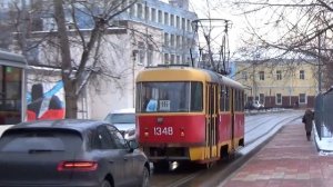 Трамвай Tatra-t3 (МТТЧ) в желто-красной окраске №16