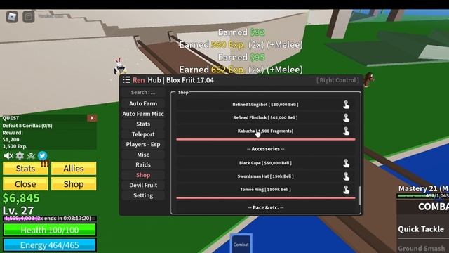 Roblox | Blox Fruits Ren hub : Auto farm , Fast attack , raid , AND NEW UI! смотреть онлайн