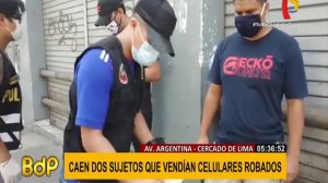 Cercado de Lima: caen dos sujetos que vendían celulares robados en la avenida Argentina