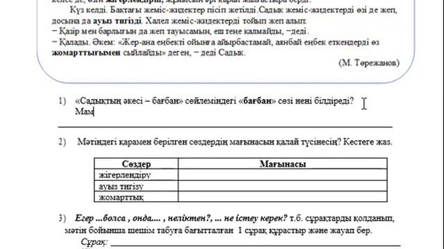 4 сынып Қазақ тілі 3 тоқсан ТЖБ