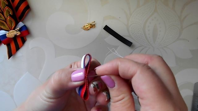 Брошь на 9 мая канзаши/DIY/Мастер класс канзаши броши к 9 мая