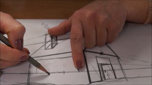 Как нарисовать ЗИМНИЙ ДОМИК акварелью. Как нарисовать дом правильно.