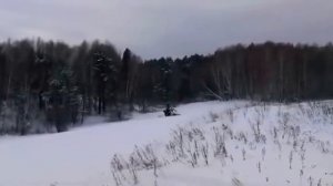 Снегоход Stels Ермак 600L глубокий снег, температура около 0, Красноярск