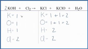 How to Balance KOH + Cl2 = KCl + KClO + H2O (Potassium hydroxide + Chlorine gas)