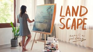 Индонезийский пейзаж | Рисование акриловыми красками #6