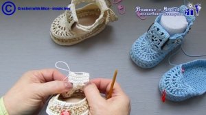Ажурные пинетки-туфельки "Подарок Феи", крючком на кожаной и вязаной подошве. Alice - Crochet