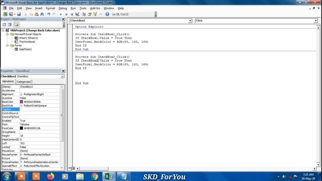 How to Change Background Color of Userform with VBA codes in Excel