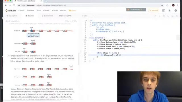 LeetCode Partition List Explained - Java смотреть онлайн