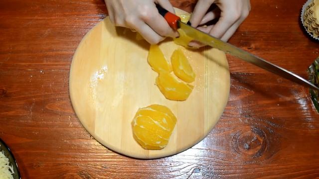 Салат с курицей и апельсином. Салат в тарталетках. Тарталетки с начинкой.