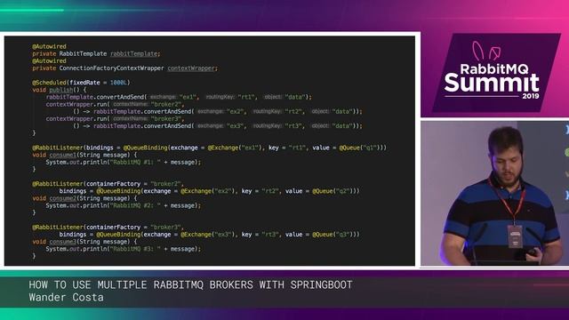How to use multiple RabbitMQ brokers with SpringBoot - Wander Costa смотреть онлайн