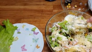 Салат из копченой грудки индейки, свежего огурца и кукурузы!