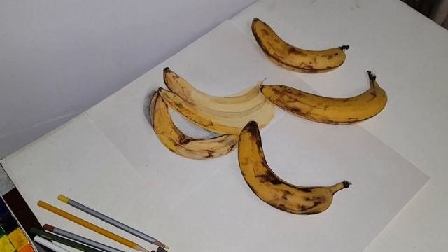 рисую бананы. акварель. карандаш.