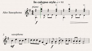 Banana Boat Song - ямайская народная песня, видео-минусовка и ноты для саксофона-альта, темп 90