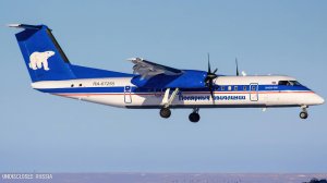 Взлет DHC Dash-8-Q315 из аэропорта Тикси