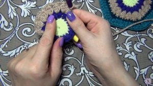 Простой шестиугольник «Солнышко» (Подсолнух) Мотив крючком