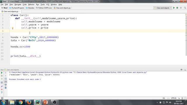 Python OOPS Concepts | Python OOP Tutorial | Python Classes and Objects | Python Tutorial | Edureka