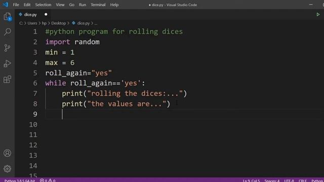 Rolling Dice Using Python|How to Make Rolling Dice Using Python Programming|Random Module|Python Fu