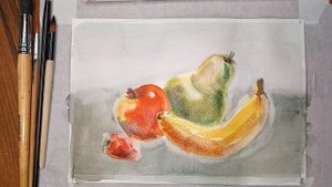РИСУЕМ НАТЮРМОРТ АКВАРЕЛЬЮ / Как написать акварелью фрукты? / Акварельная живопись