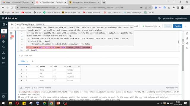 GlobalTempView function in PySpark | Databricks Tutorial | Data Engineering