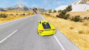 Epic Escape From The Siren Head | Porsche Car VS Giant Bulge | Horror BeamNG.Drive | Beamax