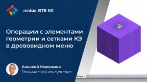 Операции с элементами геометрии и сетками КЭ в древовидном меню midas GTS NX