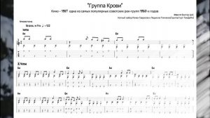 НОТЫ Кино - Группа Крови на ГИТАРЕ! МЕЛОДИЯ + АККОРДЫ + ФИНГЕРСТАИЛ + ТАБУЛАТУРА
