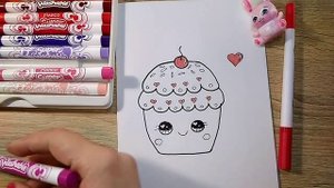 Как нарисовать милую еду, милое пирожное, рисуем легко #cutefood
