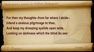 Sonnet 027 by William Shakespeare