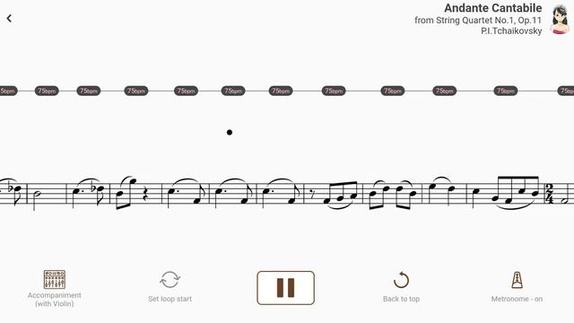 Andante Cantabile from String Quartet No.1, Op.11 | P.I.Tschaikowsky 【 Violin Sheet Music 】 смотреть онлайн